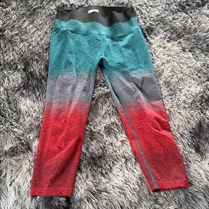 Athleta Women's Gradient Leggings - Teal, Gray, Red